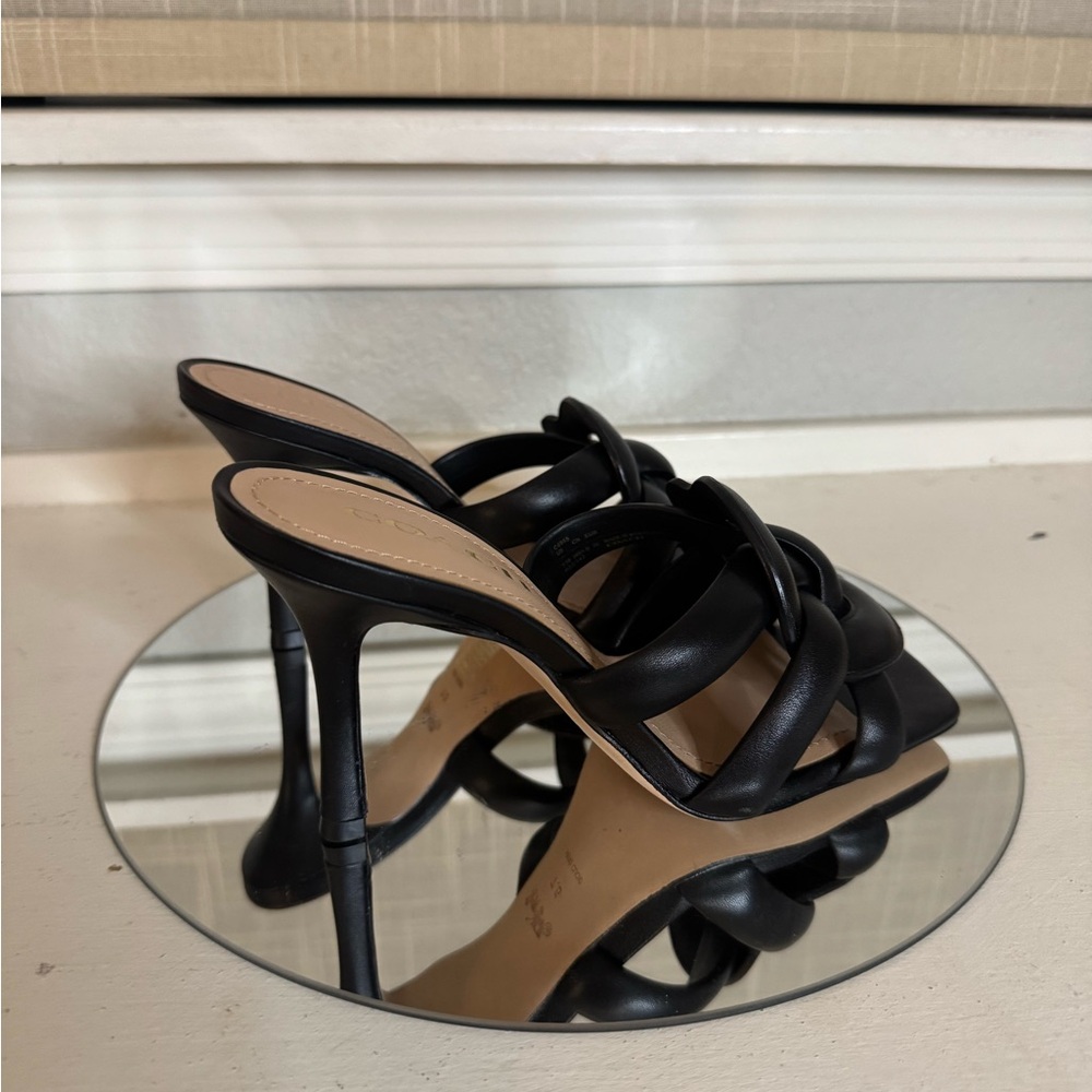 NWOT Coach Black Kellie Women's Heeled Sandals - Picture 5 of 9